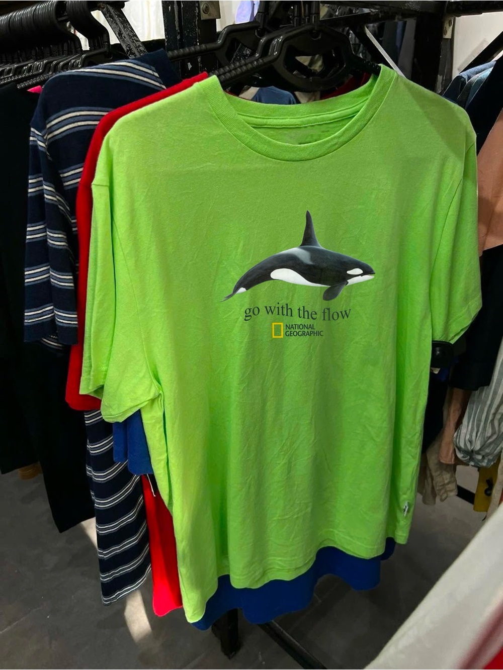 Gildan Neon Green Short Sleeve Tee with Orca Graphic